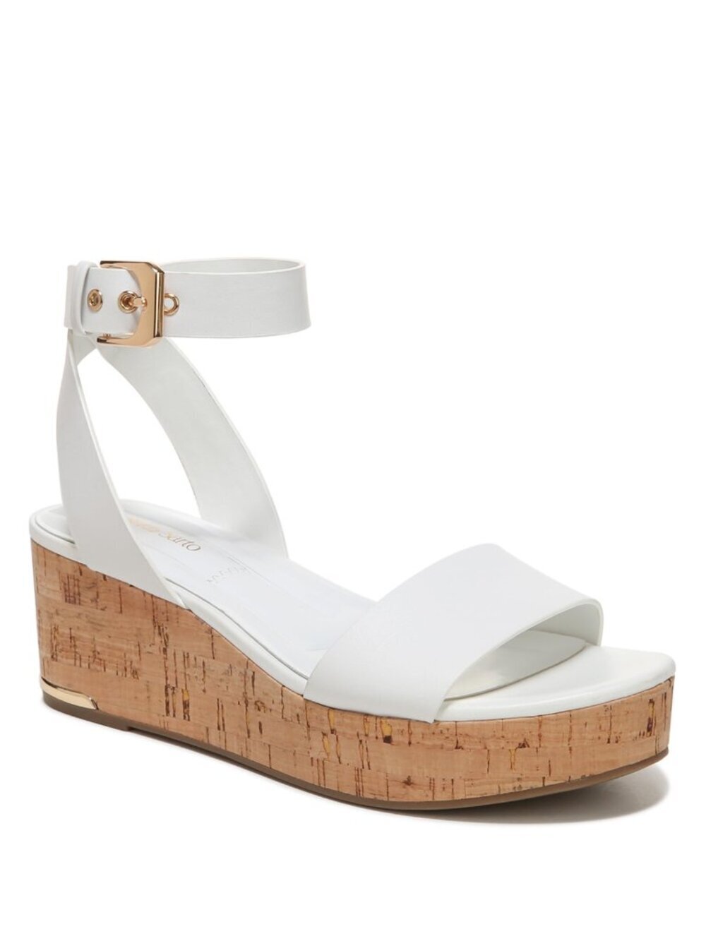 NWT New Franco Sarto Presley Ankle Strap Platform Wedge Sandals In White Size 5